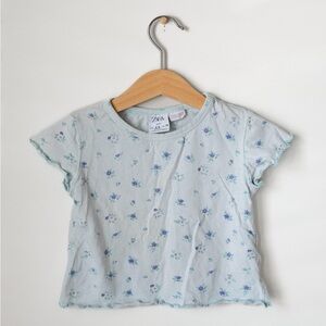 ZARA Baby Blue Floral Tee (6-9 Months)